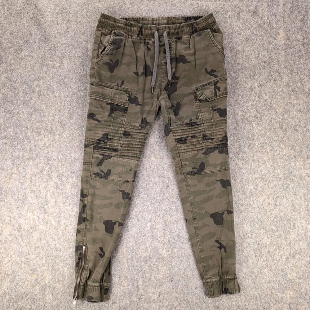 Waimea Pants Mens 34 Green Camo Cargo Jogger Stretch Cargo Elastic Waist Zip Hem